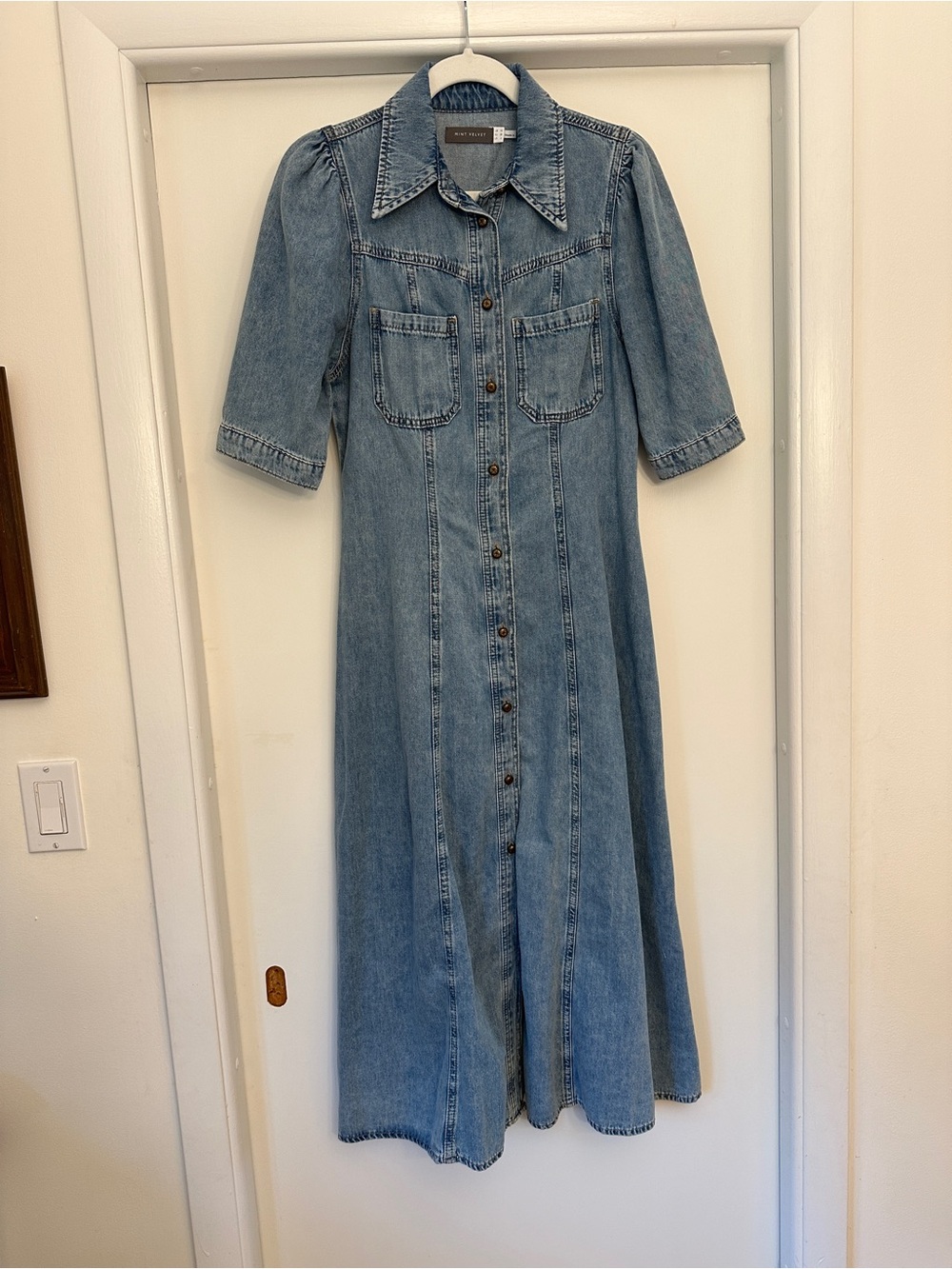 Mint Velvet Classic Button-Front Denim Maxi Dress - Light Blue